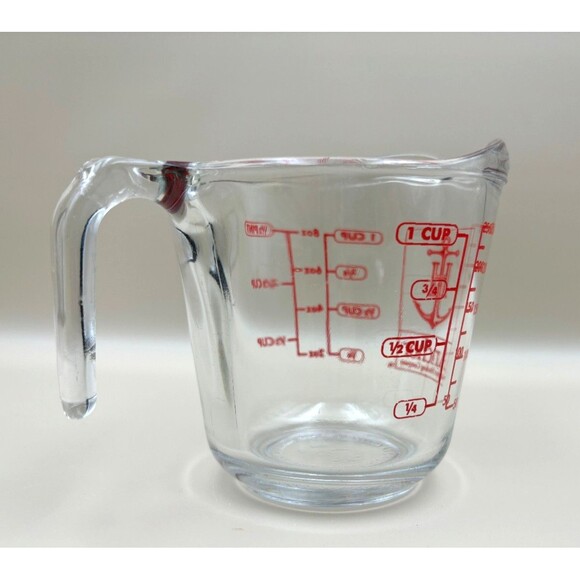 VTG Anchor Hocking Measuring Cup Red Lettering 1 Cup 696 - Picture 2 of 5